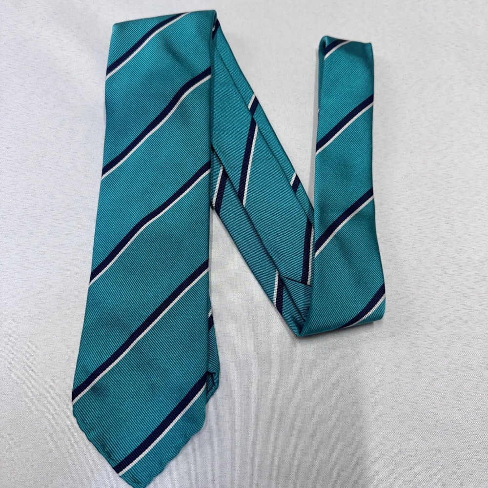 Sid Mashburn Petronius 1926 Tie Mens OS Teal Stripe Silk Italy Preppy Luxury